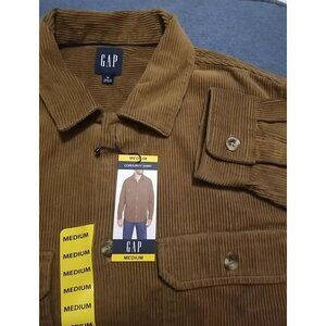 NWT Gap Mens Curdoroy Shirt Size M Brown Cotton Long Sleeve Button Up Pocket